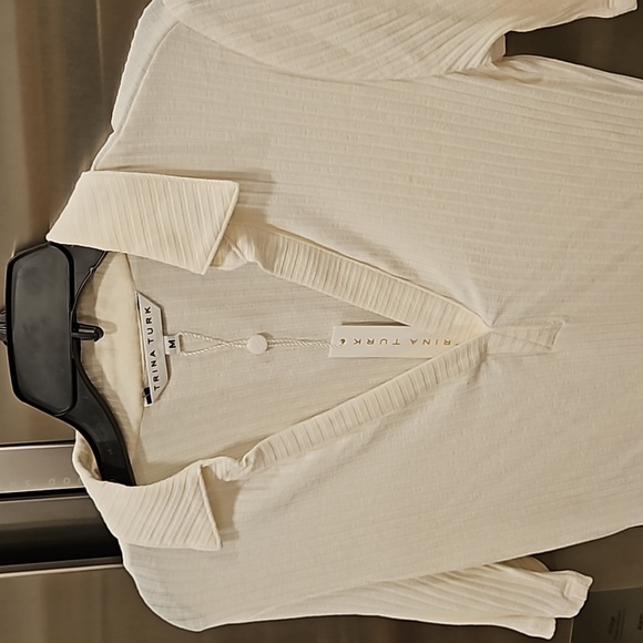 💕TRINA TURK💕 Ribbed Knit Nishi 2 Top ~ White Medium M NWT - Picture 9 of 14